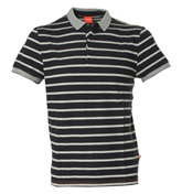 Boss Navy and Grey Stripe Pique Polo Shirt (Pays)
