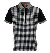 Boss Navy, White and Grey Check Polo Shirt