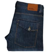 (Orange 20) Dark Denim Straight Leg Jeans -