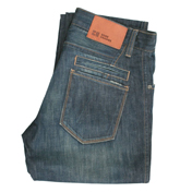 (Orange 24) Mid Blue Straight Leg Jeans -
