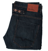 (Orange 29) Dark Denim Straight Leg Jeans -
