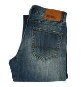(Orange 31) Mid Denim Straight Leg Jeans -