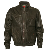 Orange Dark Green Soft Leather Jacket