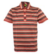Boss Orange, Green and Beige Stripe Polo Shirt