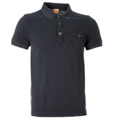 Boss Pushkyn Faded Navy Pique Polo Shirt