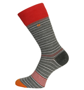 Boss S Design Grey and Red Stripe Socks (1 Pair)