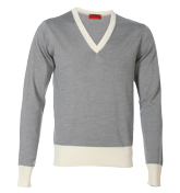 Sundolo Light Grey V-Neck Sweater