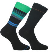 Boss Twopack RS Design Black and Green Socks (2