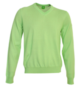 Boss Vincent Light Green V-Neck Sweater