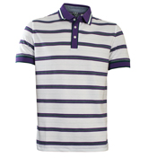 Vito 18 White and Purple Stripe Pique Polo