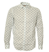 Boss White and Blue Floral Long Sleeve Shirt