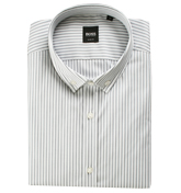 Boss White and Grey Stripe Long Sleeve Shirt