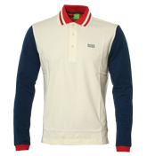 Boss White, Red and Navy Long Sleeve Polo Shirt