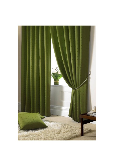 Boston Green - Tape Heading - Lined Curtains