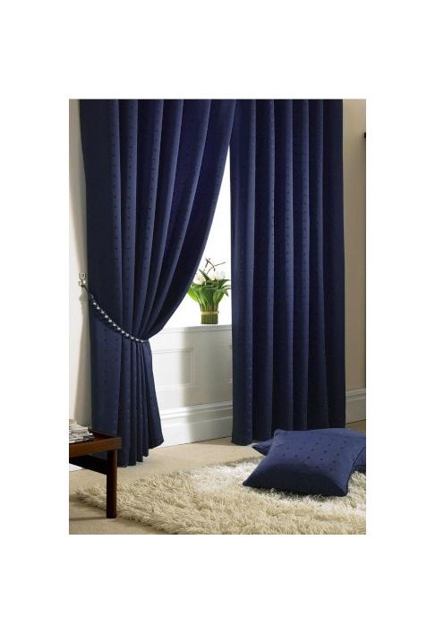 Boston Navy - Tape Heading - Lined Curtains