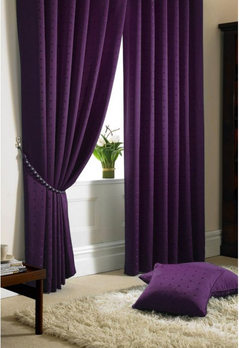 Purple - Tape Heading - Lined Curtains