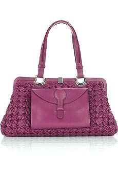 Bottega Veneta Leather and velvet open weave bag