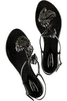 Perforated leather flower sandals