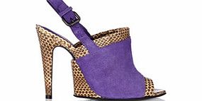 Purple and python skin sling back heels