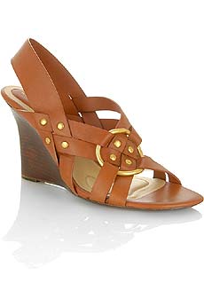 Woven leather wedge sandals