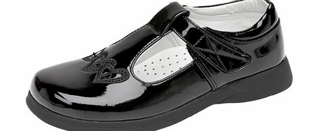 Boulevard Girls Touch Fastening T-bar Shoes BLACK PATENT size 13 UK