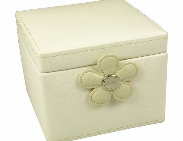 Zoe Cream Leatherette Polka Dot Lined Jewellery Box