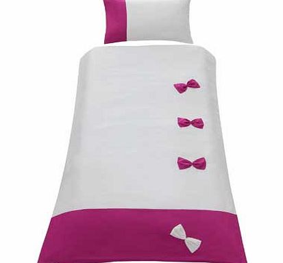 Bow Cream and Pink Bedding Set - Single