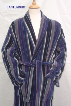Bown of London Canterbury Stripe Velour Dressing Gown