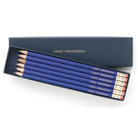 Box of Blue Named Pencils