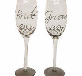 Boxer Gifts Bride/ Groom Traditional Champagne Flute, Double