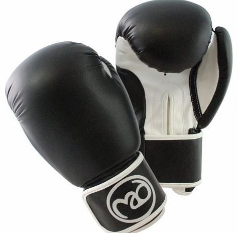 Synthetic Leather Sparring Gloves - Black/White, 10 Oz