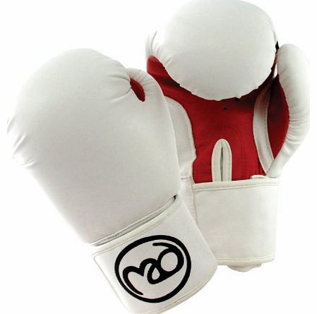Boxing-Mad Womens fit Synthetic Leather 8 Oz Sparring Gloves - White/Red