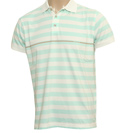 Cream and Aqua Stripe Polo Shirt