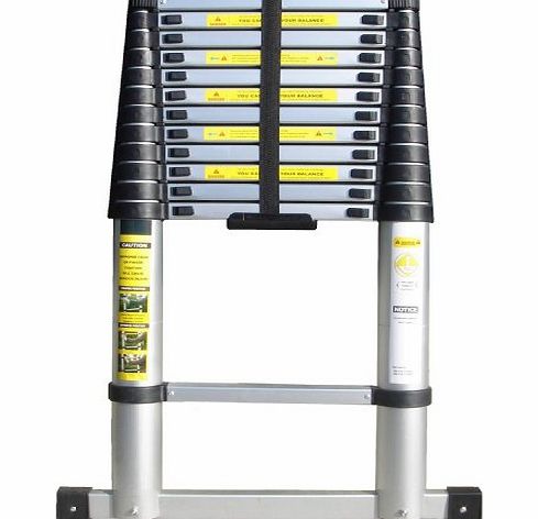 BPS Access Solutions 3.85m Telescopic Ladder with Unique Integral Safety Stabiliser and Heavy Duty Carry Bag