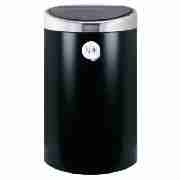40L matt black touch bin with steel lid