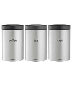 Brabantia Matt Steel Tea Coffee and Sugar