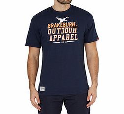 BRAKEBURN Navy and orange pure cotton printed top