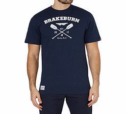 Navy and white pure cotton printed tee