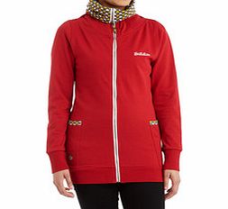 Red pure cotton zip-up top