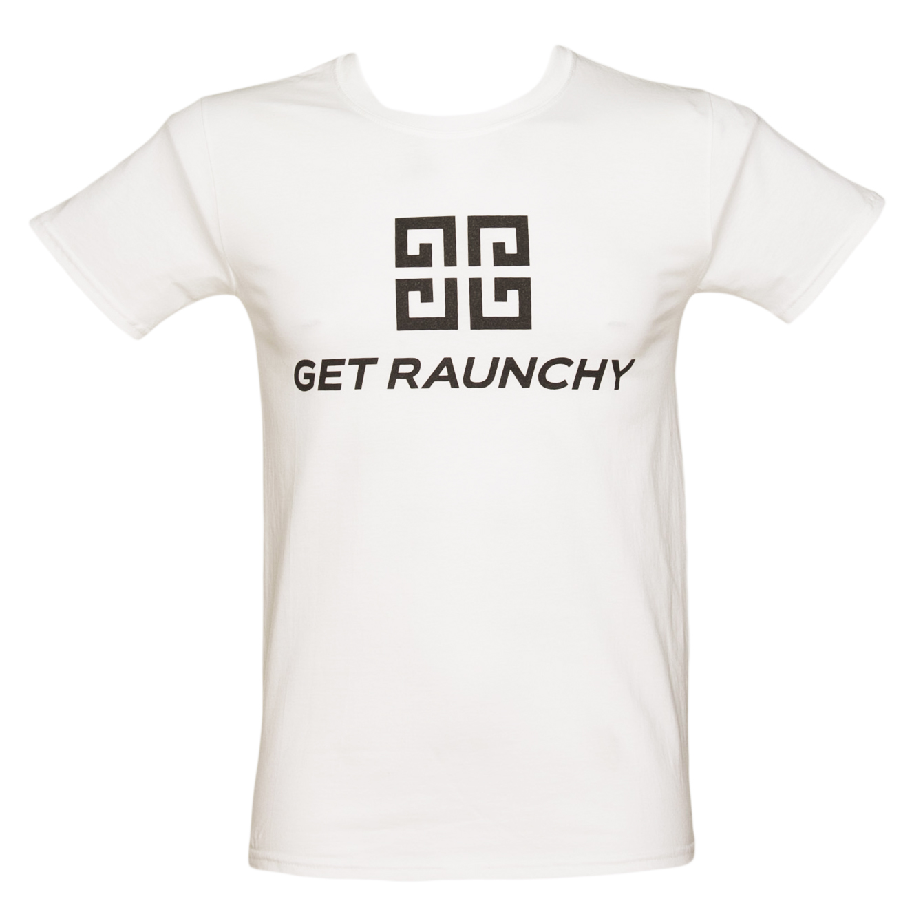 Brand Jacker Mens White Get Raunchy Parody T-Shirt from