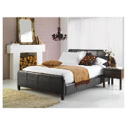 Double Leather Bed, Black & Relyon Mattress