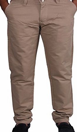 Brandslock Mens Biege Cotton Chinos Summer Casual Trousers Designer Stuff Amazing Quality (30W x 32L)
