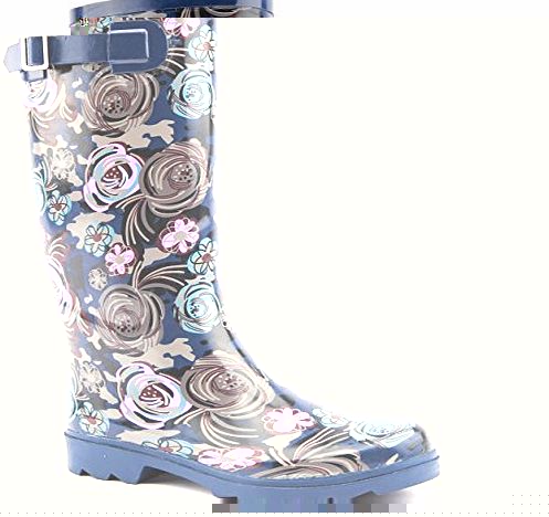 Brantano Ladies Dark Floral Blue Wellington Boots Size 7