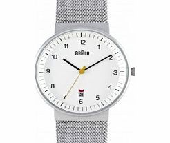 Braun Mens Silver White Watch