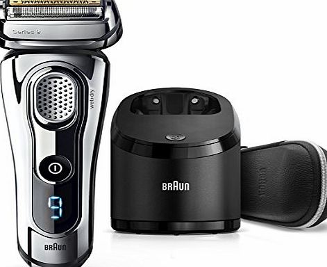 Braun Series 9 9296cc Mens Electric Foil Shaver, Wet and Dry with Clean and Renew Charge Station, Pop Up Trimmer, Rechargeable and Cordless Razor and Premium Travel Case - Chrome