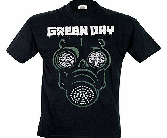 Mens Green Day Gas Mask Statement T-Shirt Black 12142025CP Large