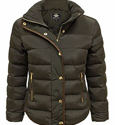  LADIES QUILTED PUFFER PADDED BOMBER JACKET WOMENS COAT SIZES 8-16