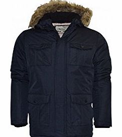 Brave Soul Mens Heavy Weight Fur Hood Parka Padded Jacket Waterproof Canada Winter Coat Black Navy Medium Navy Blue- Canada Parker Lined Hooded Quilted Zip