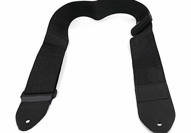 Bray Black Nylon amp; Faux Leather Guitar Strap For Fender, Rockburn, Encore, Jaxville, Stagg amp; Lindo Electric Guitars - With Quick Release Hook
