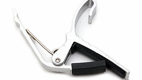 Bray Silver Universal Trigger Clamp Guitar Capo With Rubber Padding For Gibson, Ibanez, Tanglewood, Yamaha amp; Fender Acoustic Guitars - Quick Release